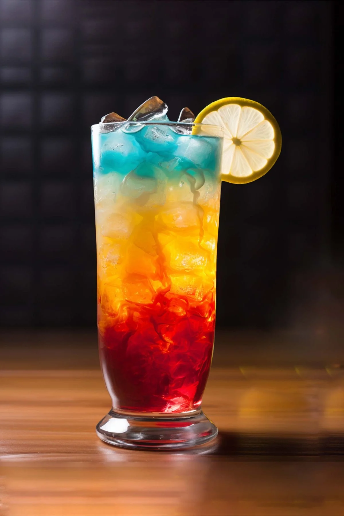 Close-up of colourful cocktails in glasses